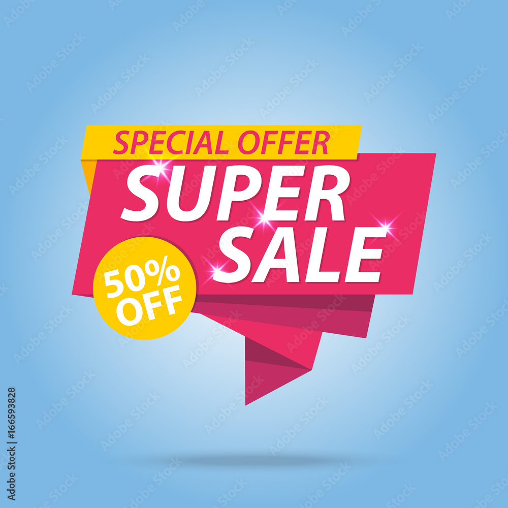 Fototapeta premium Special offer super sale 50 percent off label