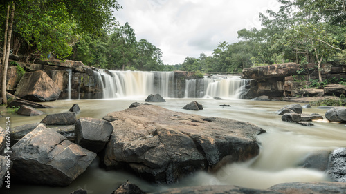 Tad-tond Waterfall in the national park  Thailand on rainy season