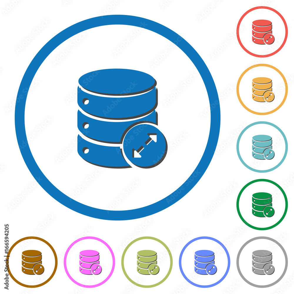 Expand database icons with shadows and outlines Expand database icons with shadows and outlines