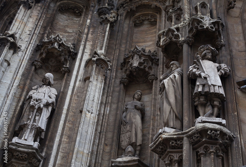 Ghent town hall facade saint statues  Gent Belgium