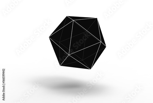 3d illustration of icosahedron isolated on white photo
