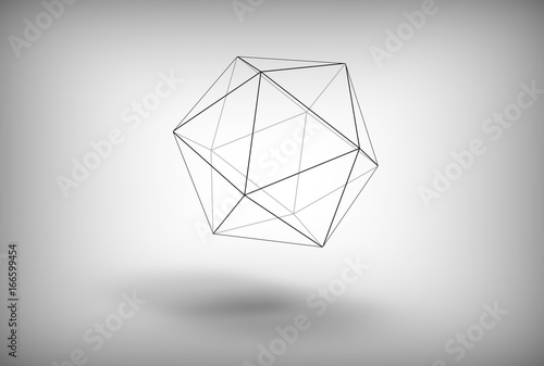 3d illustration of icosahedron isolated on white