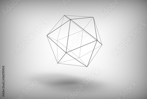 Fotografie 3d illustration of icosahedron isolated on white
