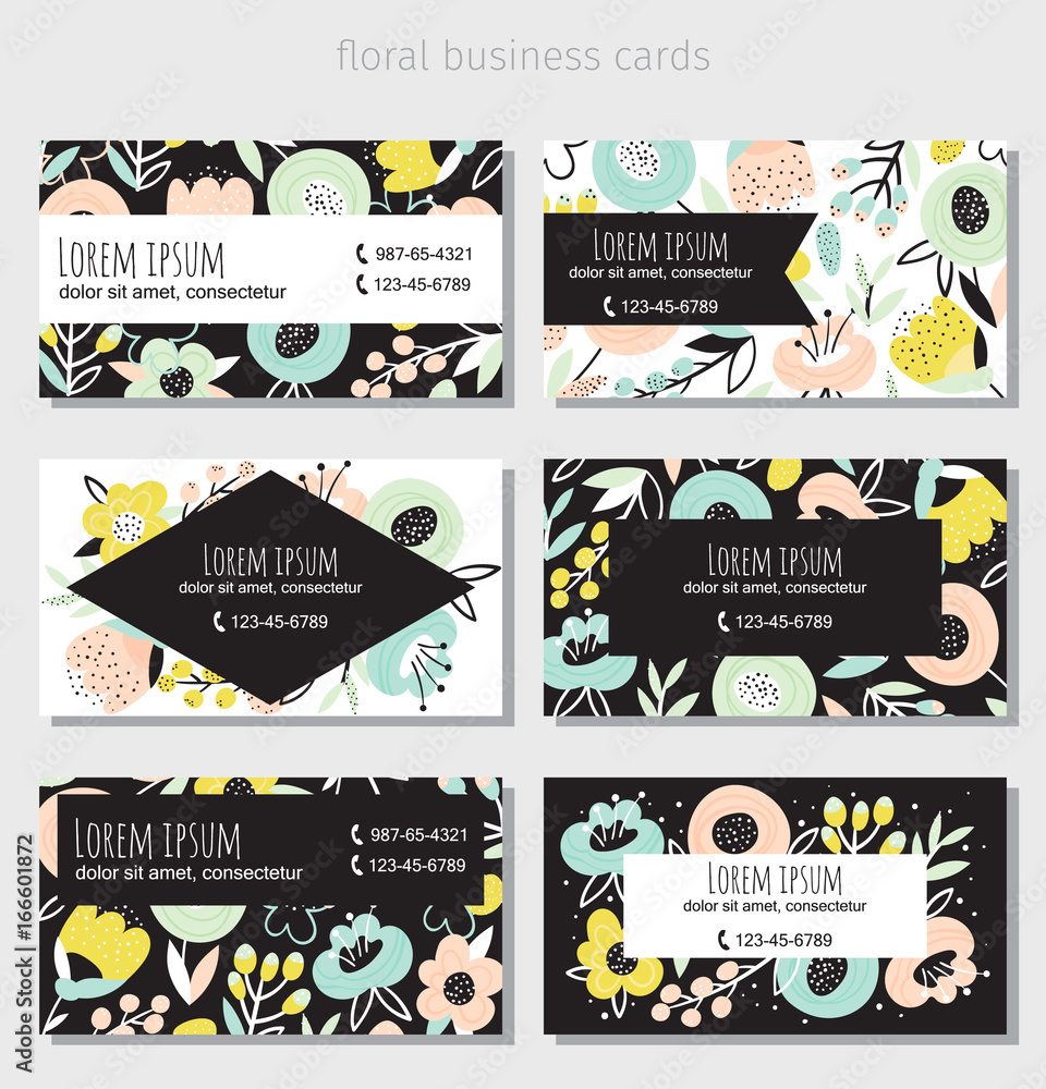 Fototapeta premium Floral business cards set