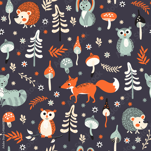 Cute woodland animals pattern