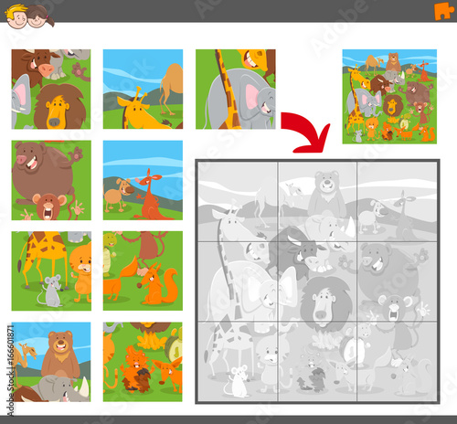 jigsaw puzzle game with cartoon animals
