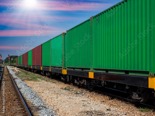 Containers on wagon to delivery at the port by train.