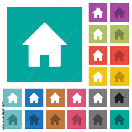 Home square flat multi colored icons