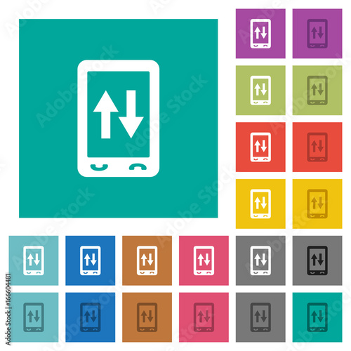 Mobile data traffic square flat multi colored icons