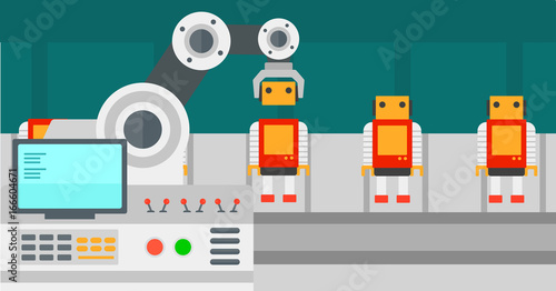 Factory production line with toy people