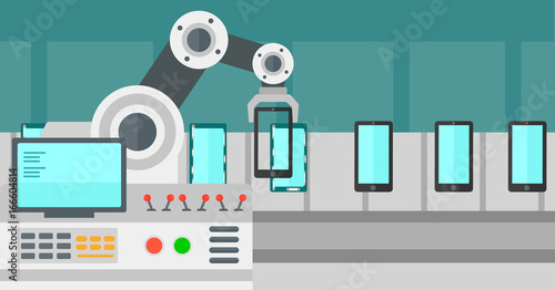 Robot working on automated robotic line for mobile phone