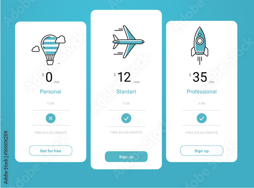 vector price table template design
