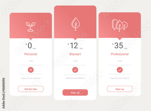 vector price table template design