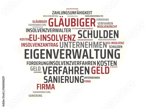 EIGENVERWALTUNG - Bilder mit Wörtern aus dem Bereich Insolvenz, Wort, Bild, Illustration