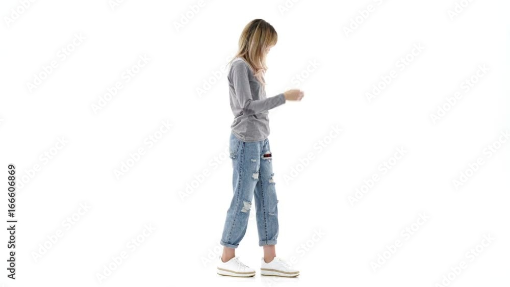 Young thoughtful serious caucasian lady thinking isolated over white background Young thoughtful serious caucasian lady thinking isolated over white background