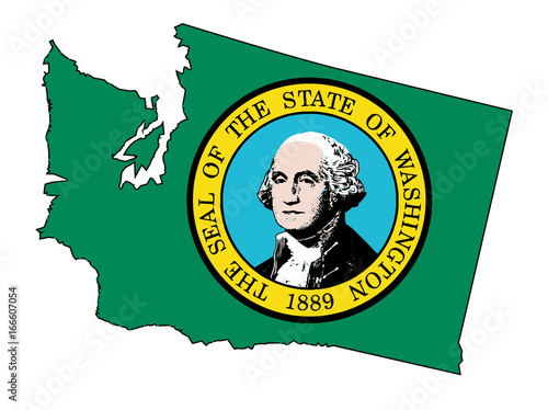 Washington State Outline Map And Flag