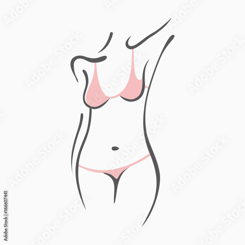 Sexy fitness naked girl with a chic figure. Intimate sexy lady, model in a pose. Lovely  ass In swimsuit, panties. Drawn graphics for design, Abstraction background