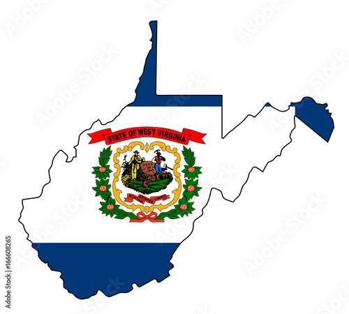 West Virginia State Outline Map and Flag