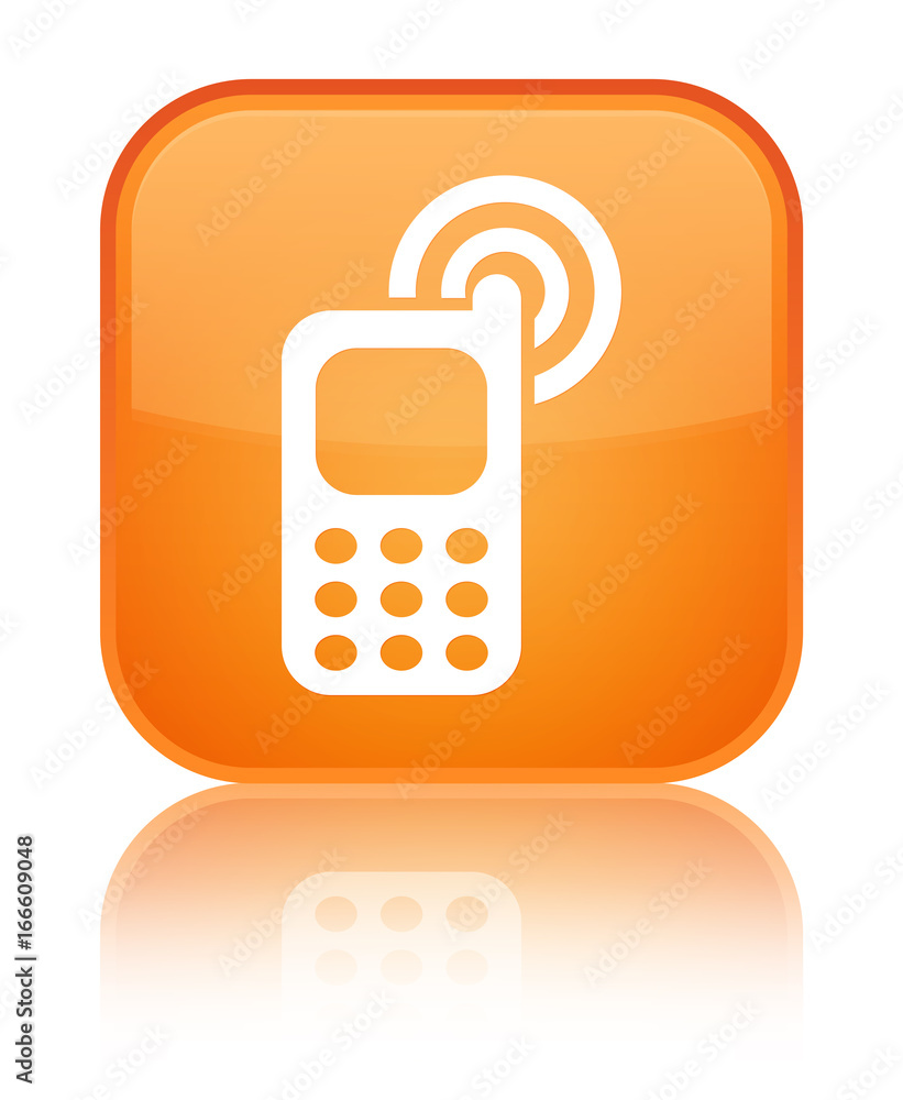 Cellphone ringing icon special orange square button Cellphone ringing icon special orange square button