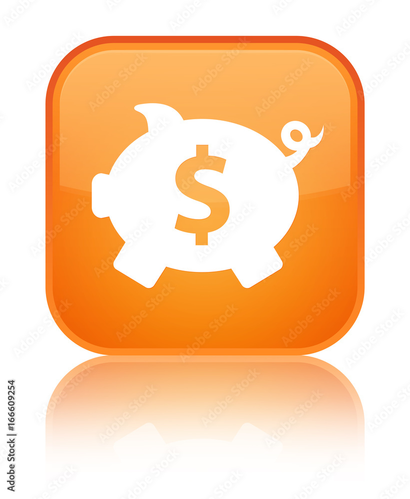 Piggy bank dollar sign icon special orange square button Piggy bank dollar sign icon special orange square button