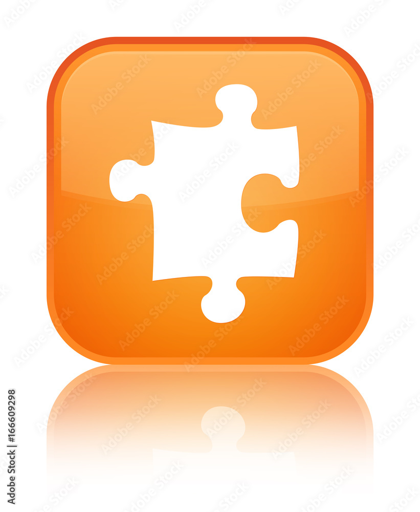 Puzzle icon special orange square button Puzzle icon special orange square button
