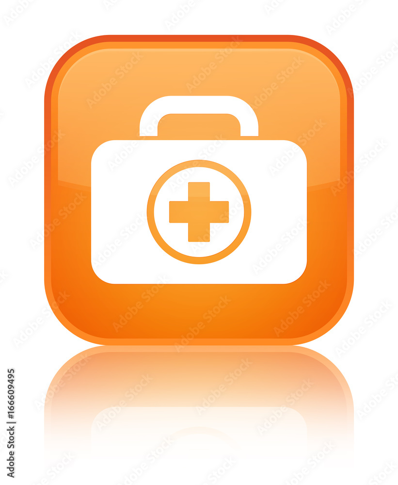 First aid kit icon special orange square button First aid kit icon special orange square button