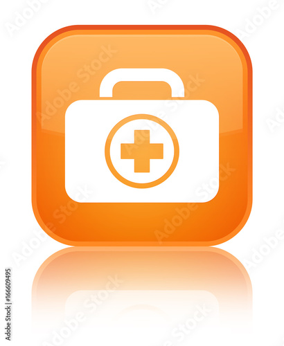First aid kit icon special orange square button