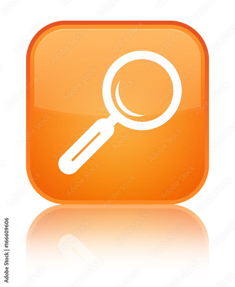 Magnifying glass icon special orange square button Magnifying glass icon special orange square button