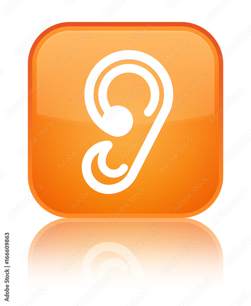 Ear icon special orange square button Ear icon special orange square button