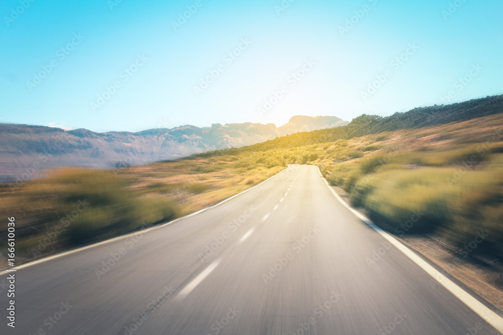 Fototapeta premium highway road in desert landscape , motion blur