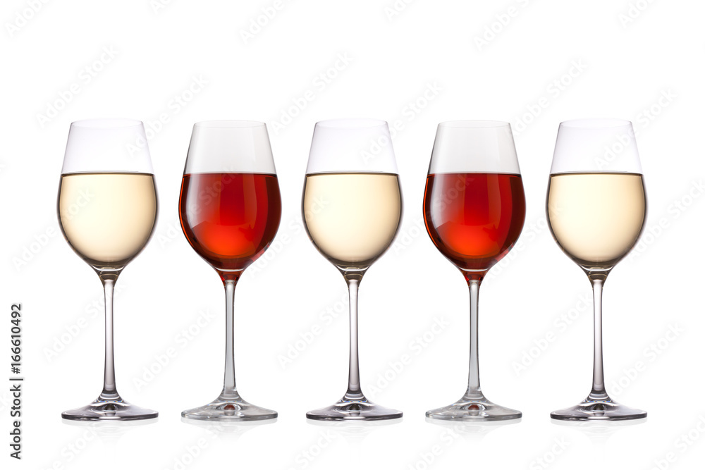Glasses of wine isolated on white background Glasses of wine isolated on white background