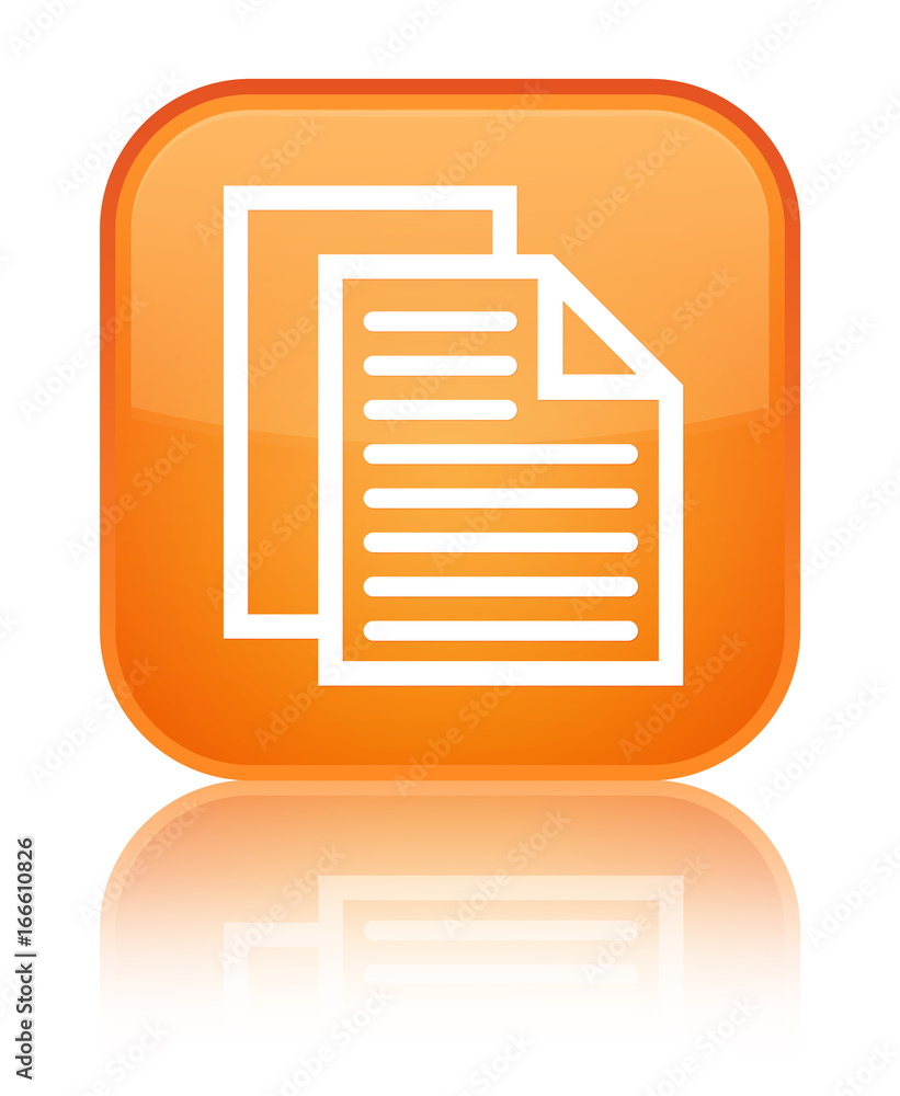 Document pages icon special orange square button Document pages icon special orange square button