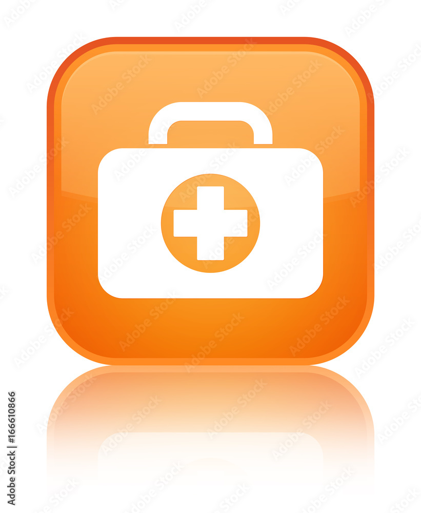 First aid kit bag icon special orange square button First aid kit bag icon special orange square button