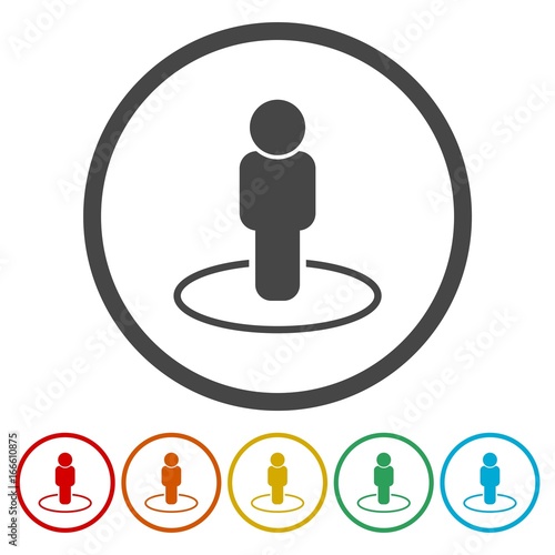 Street View icons set vector, person standing 