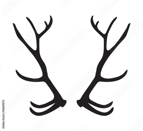 black silhouette of deer antlers- vector illustration