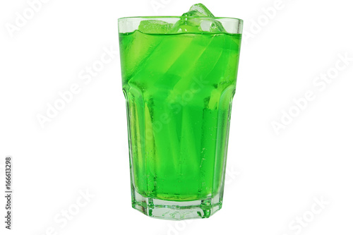 Wallpaper Mural Green soda favour soft drink in clear glass isolated on white background Torontodigital.ca