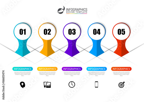 Timeline infographics design template with circles. Vector