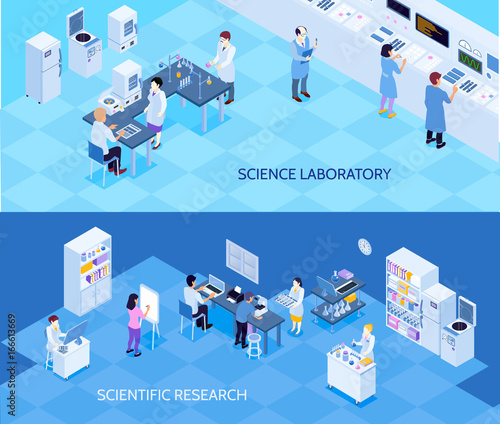 Science Laboratory Isometric Banners 