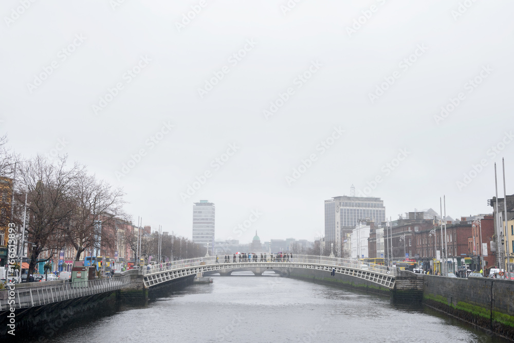 Hapenny Bridge River Liffey Dublin Ireland