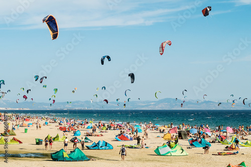 Tarifa beach. One of the best places to practice kitesurfing
