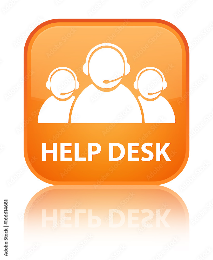 Help desk (customer care team icon) special orange square button