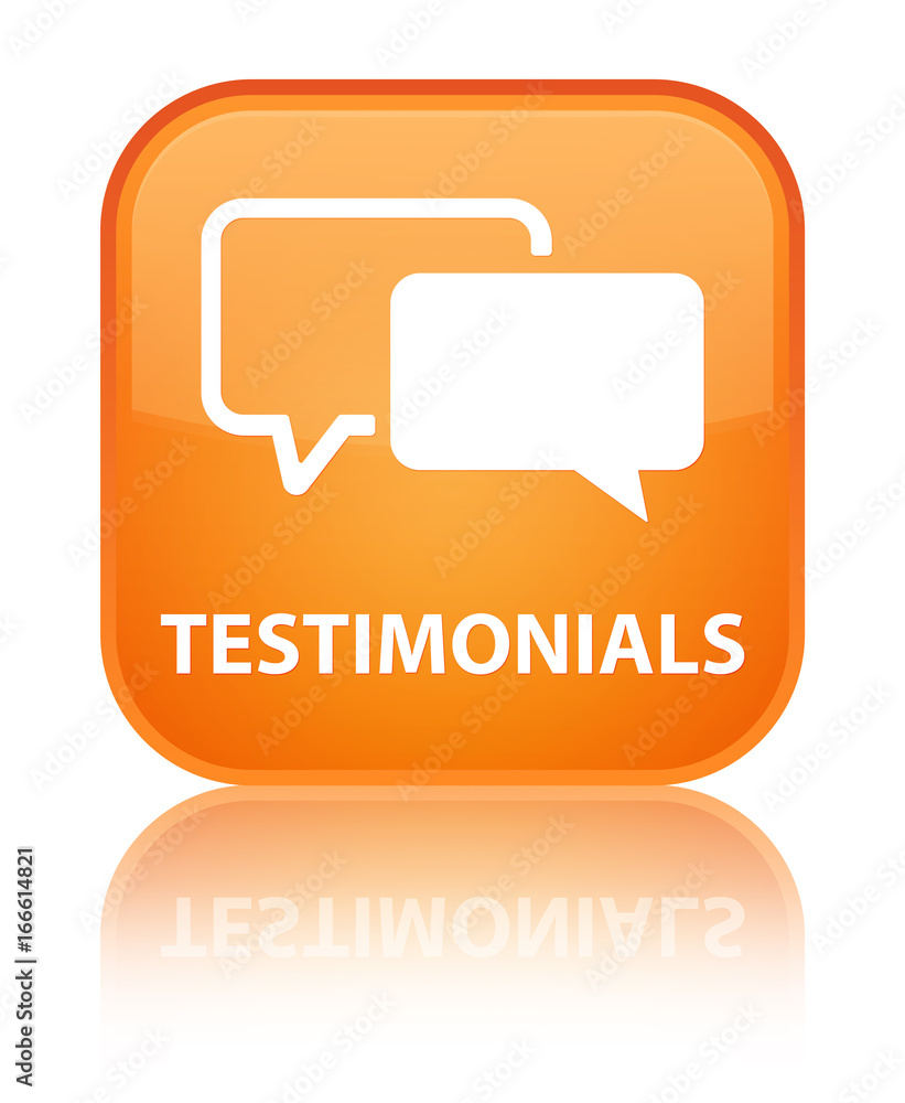 Testimonials special orange square button Testimonials special orange square button