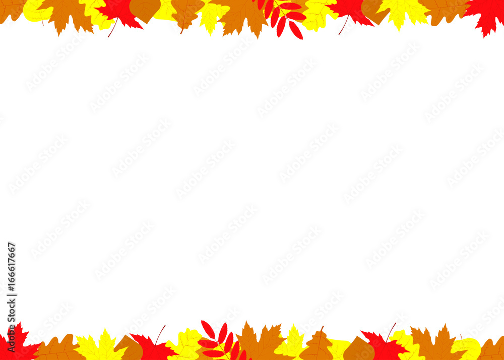 Autumn leaves frame on a white background. Vector illustration Autumn leaves frame on a white background. Vector illustration