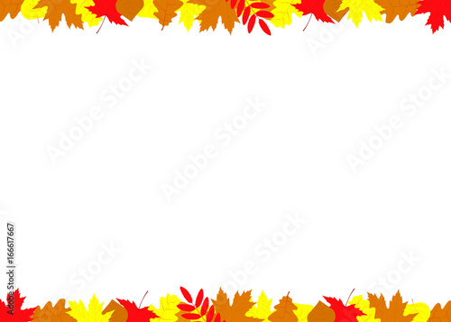 Autumn leaves frame on a white background. Vector illustration