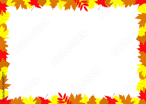 Autumn leaves frame on a white background. Vector illustration