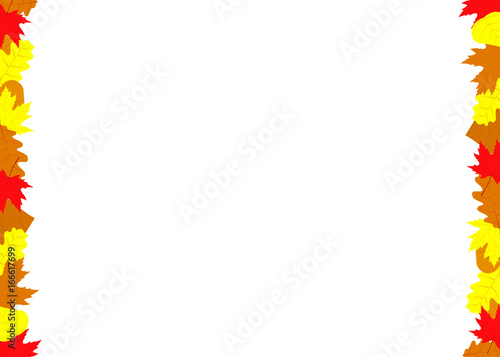 Autumn leaves frame on a white background. Vector illustration