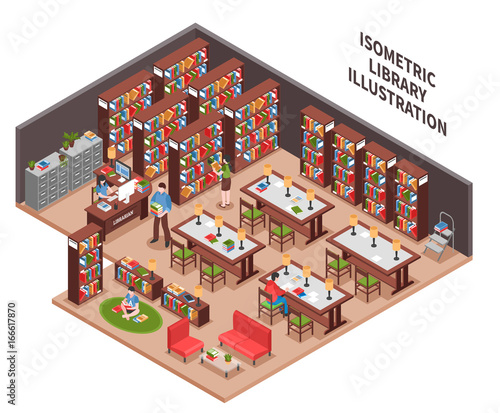 Library Isometric Illustration