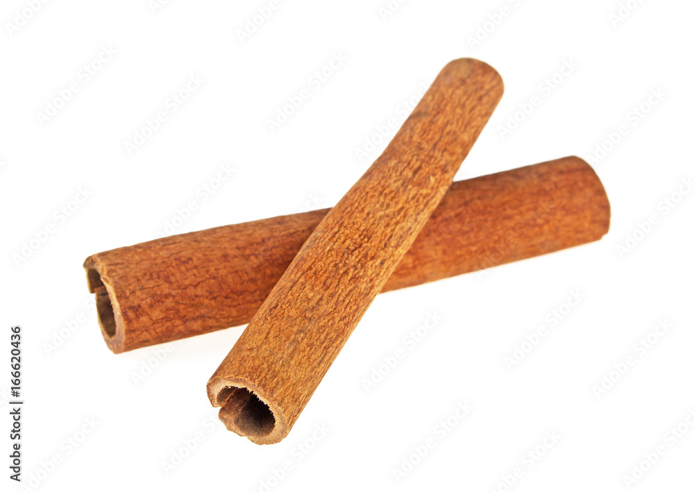 Two cinnamon sticks isolated on white background Two cinnamon sticks isolated on white background