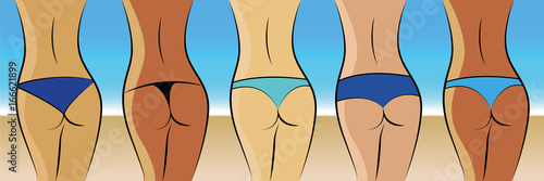 frauen in bikinihöschen am strand