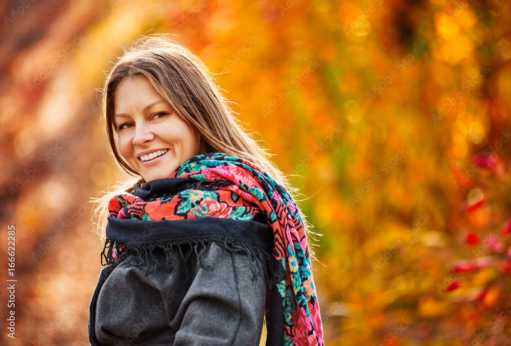 beauty Woman in autumn forest beauty Woman in autumn forest